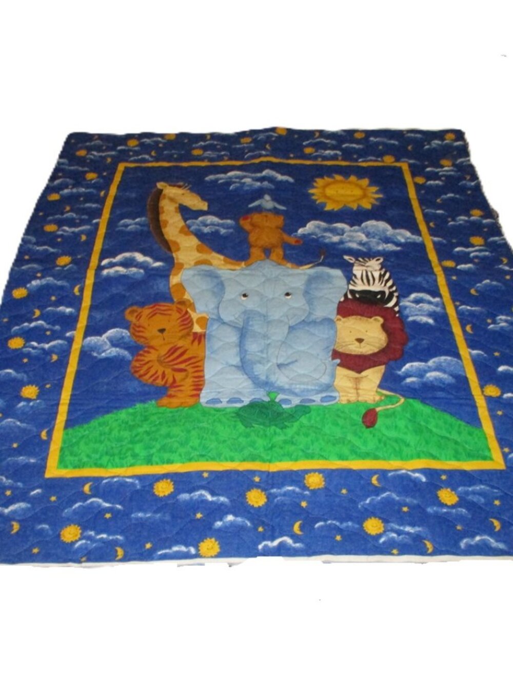 NEW Colorful Elephant Zebra Tiger Lion Baby Crib Quilt Unfinished Sun Moon